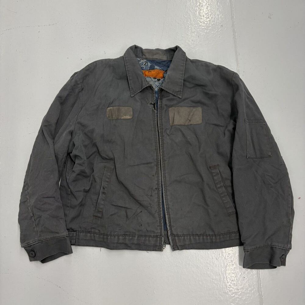 Vintage 70s Red Kap Grey Canvas Workwear Mechanics Jacket